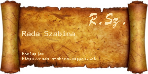 Rada Szabina névjegykártya